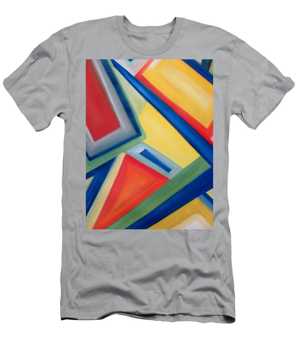 Original Oil T-Shirt featuring the painting Geometric Tension Series III by Patricia Cleasby