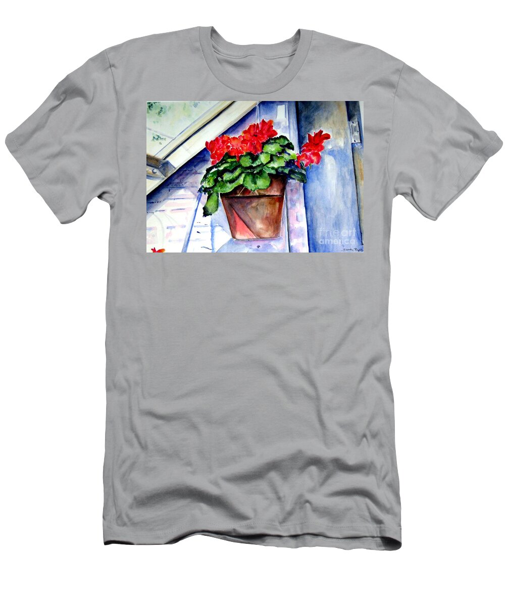 Geranium T-Shirt featuring the painting Geraniums by Sandy Ryan