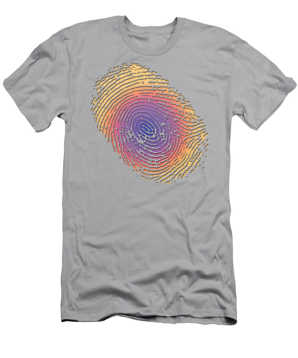 'inconsequential Beauty' Collection By Serge Averbukh T-Shirt featuring the digital art Giant Iridescent Fingerprint on Wickham Gray Set of 4 - 3 of 4 by Serge Averbukh