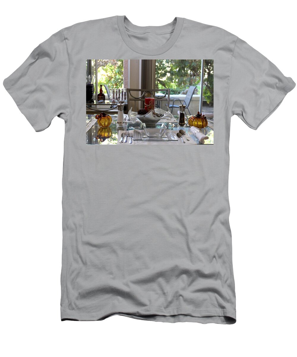 Thanksgiving T-Shirt featuring the photograph Giving Thanks in California Thanksgiving Table by Colleen Cornelius