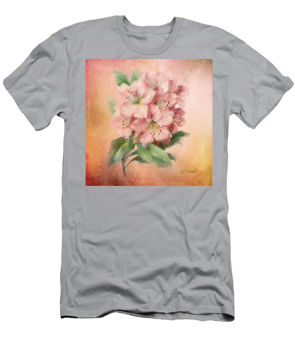 Pink Flower T-Shirt featuring the painting Glowing Incantation by Colleen Taylor