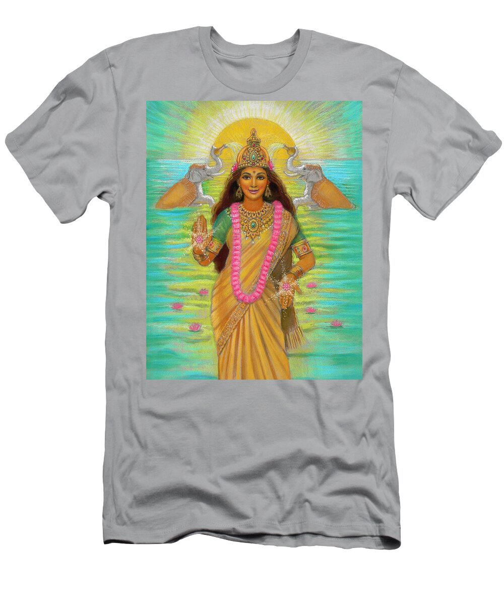 Lakshmi T-Shirt featuring the painting Goddess Lakshmi by Sue Halstenberg