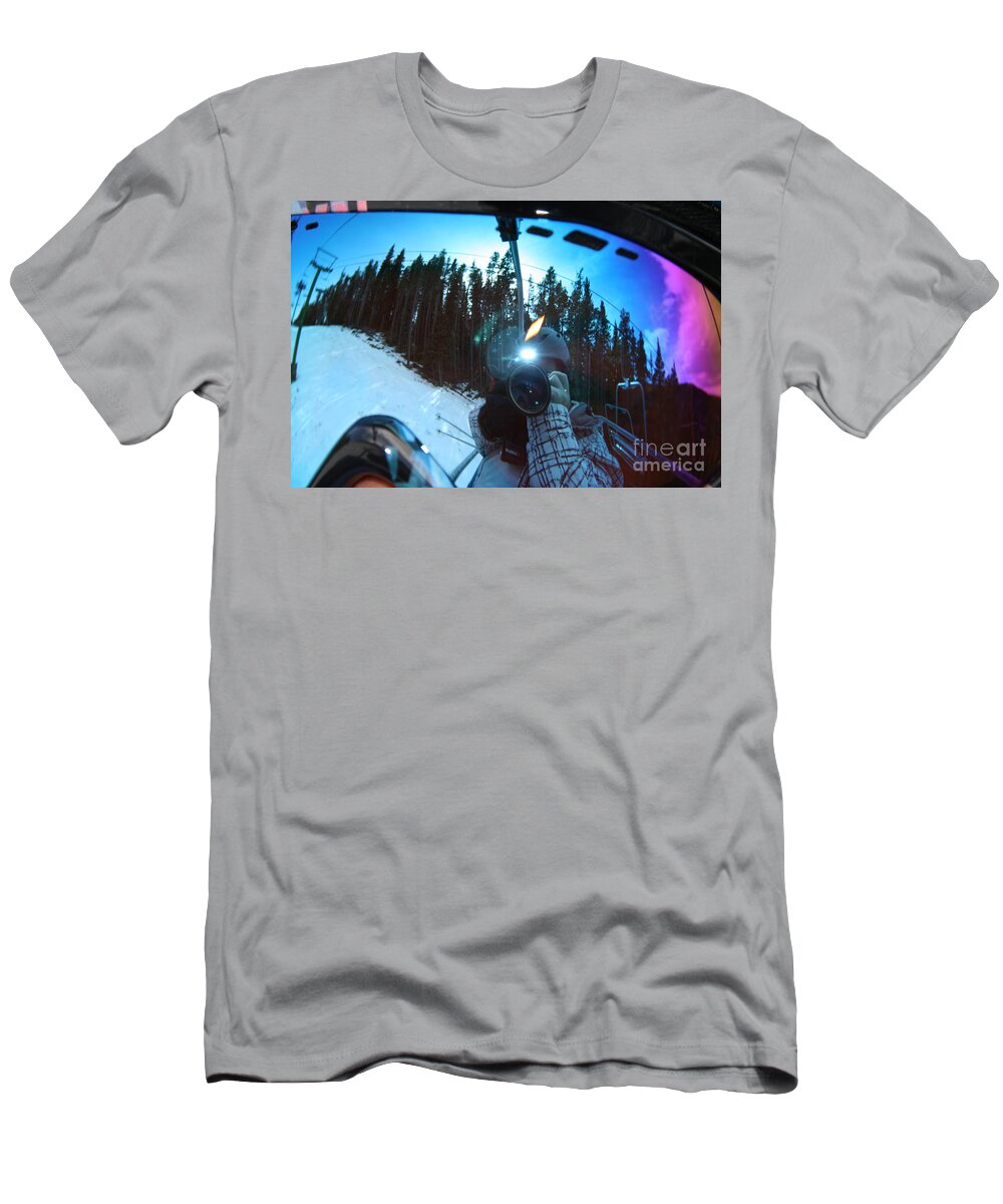  T-Shirt featuring the digital art Goggle Selfie by Darcy Dietrich