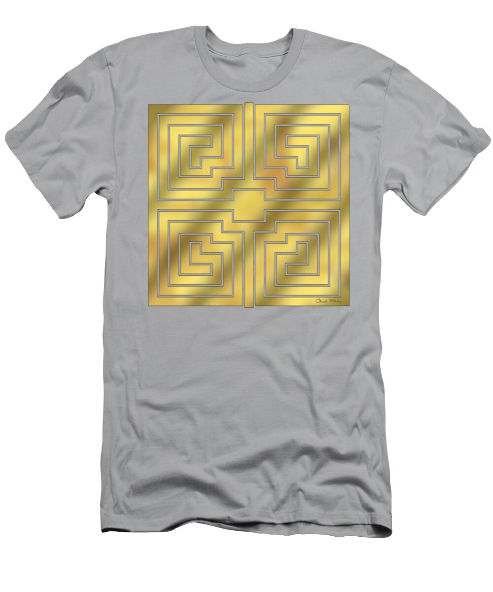 Gold Geometric Design 4 T-Shirt featuring the digital art Gold Geo 4 - Chuck Staley Design by Chuck Staley