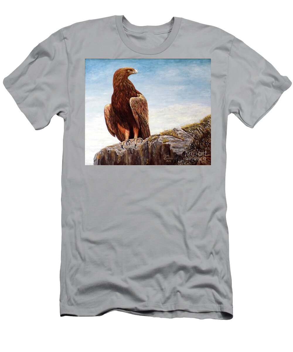 Eagle T-Shirt featuring the painting Golden Eagle by Judy Kirouac