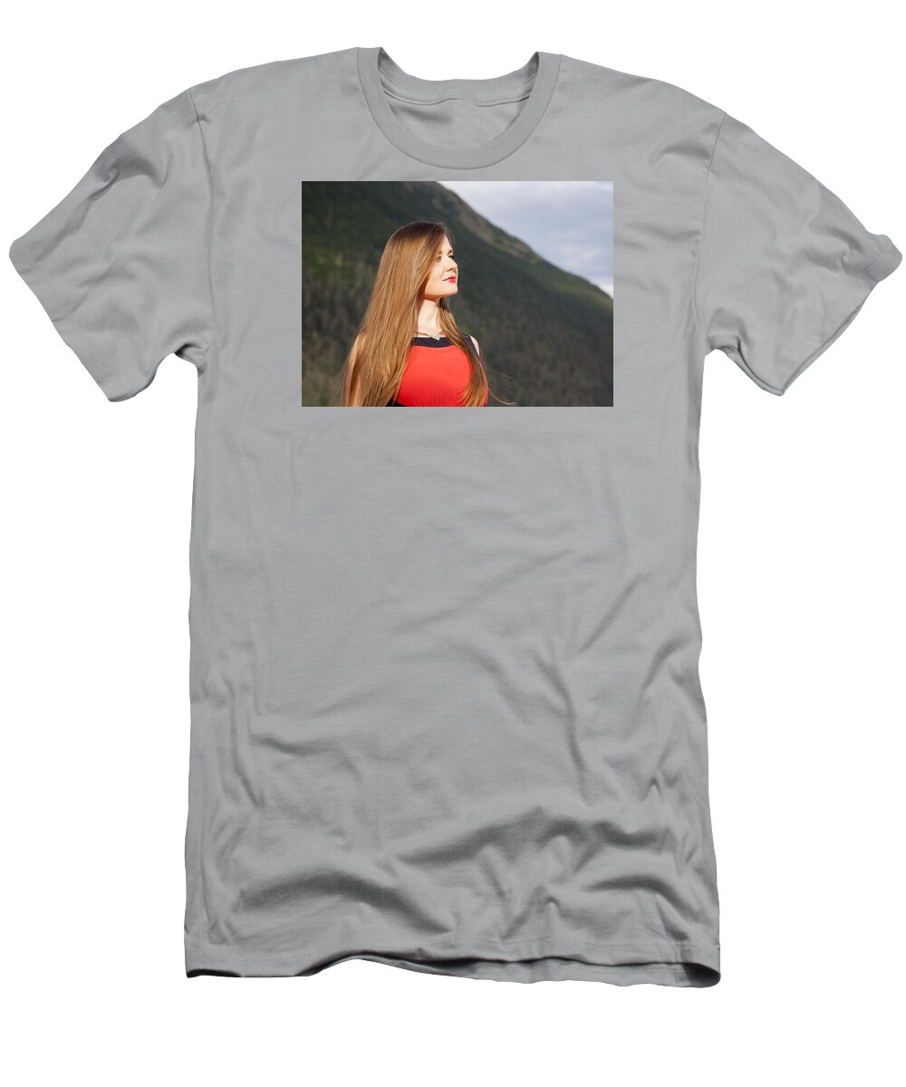 Girl T-Shirt featuring the photograph Golden Hair by Ramunas Bruzas