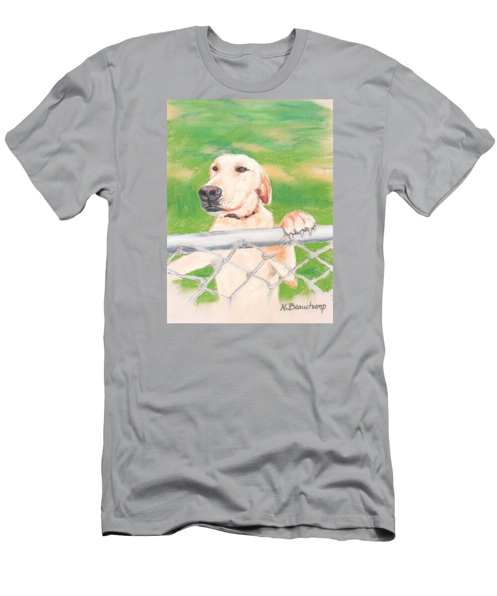 Golden Retriever T-Shirt featuring the pastel Golden Lab Wally by Nancy Beauchamp