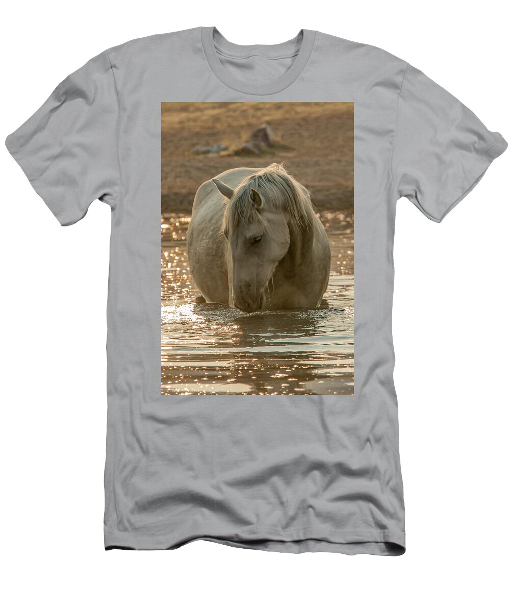 Horse T-Shirt featuring the photograph Golden Pond Mare by Kent Keller