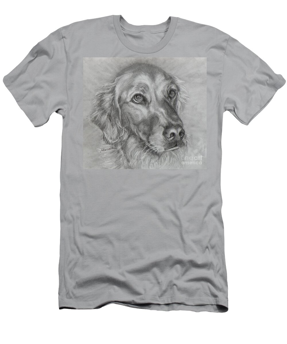Dogs T-Shirt featuring the painting Golden Retriever Drawing by Susan A Becker