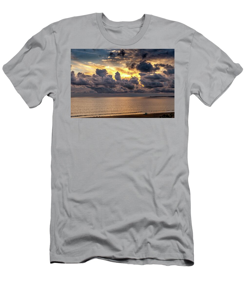 Sunset T-Shirt featuring the photograph Golden Surf - Point Dume, California by Gene Parks