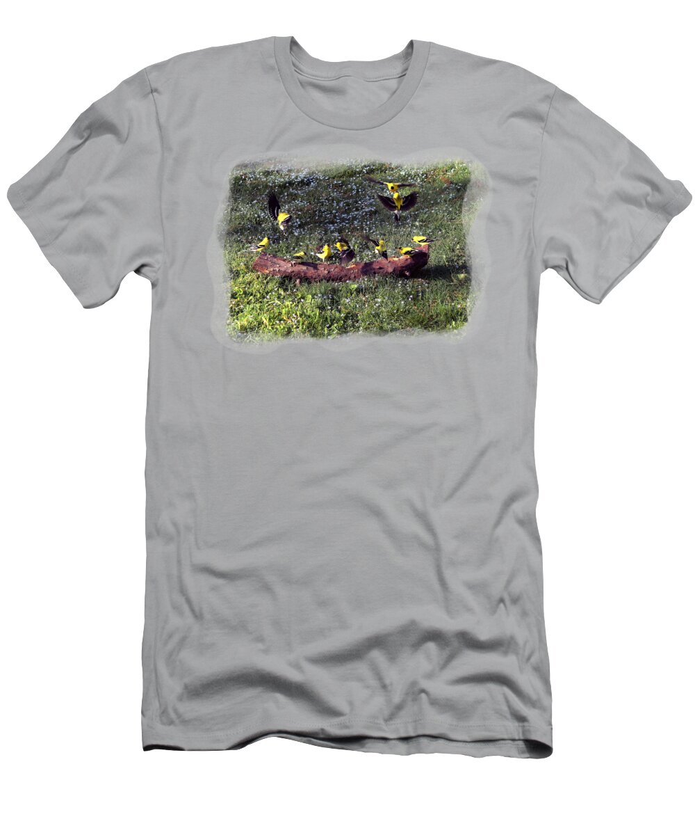 Canary T-Shirt featuring the photograph Goldfinch Convention by Nick Kloepping