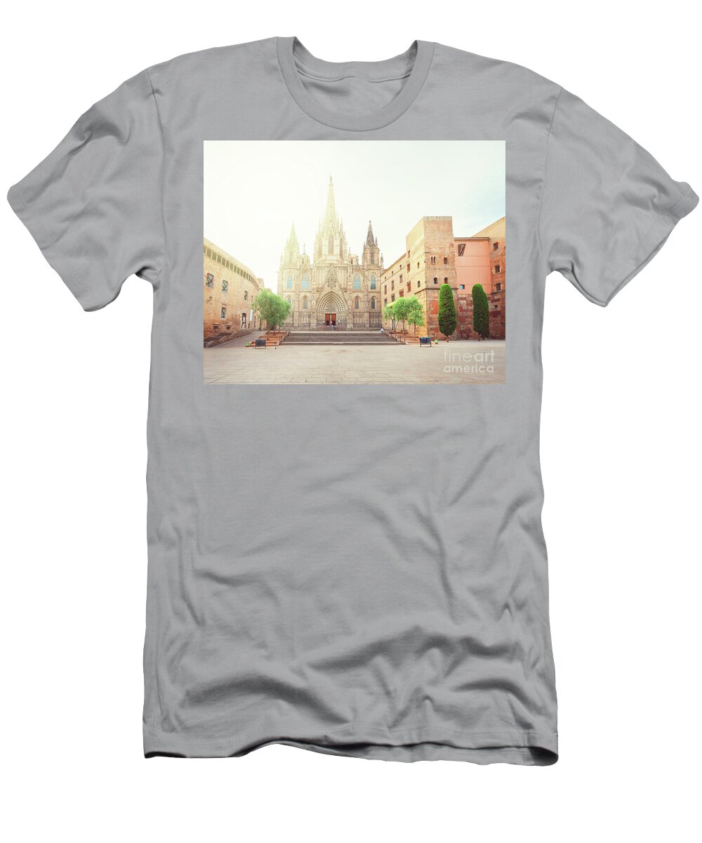 Barcelona T-Shirt featuring the photograph Gotic Cathedral of Barcelona by Anastasy Yarmolovich