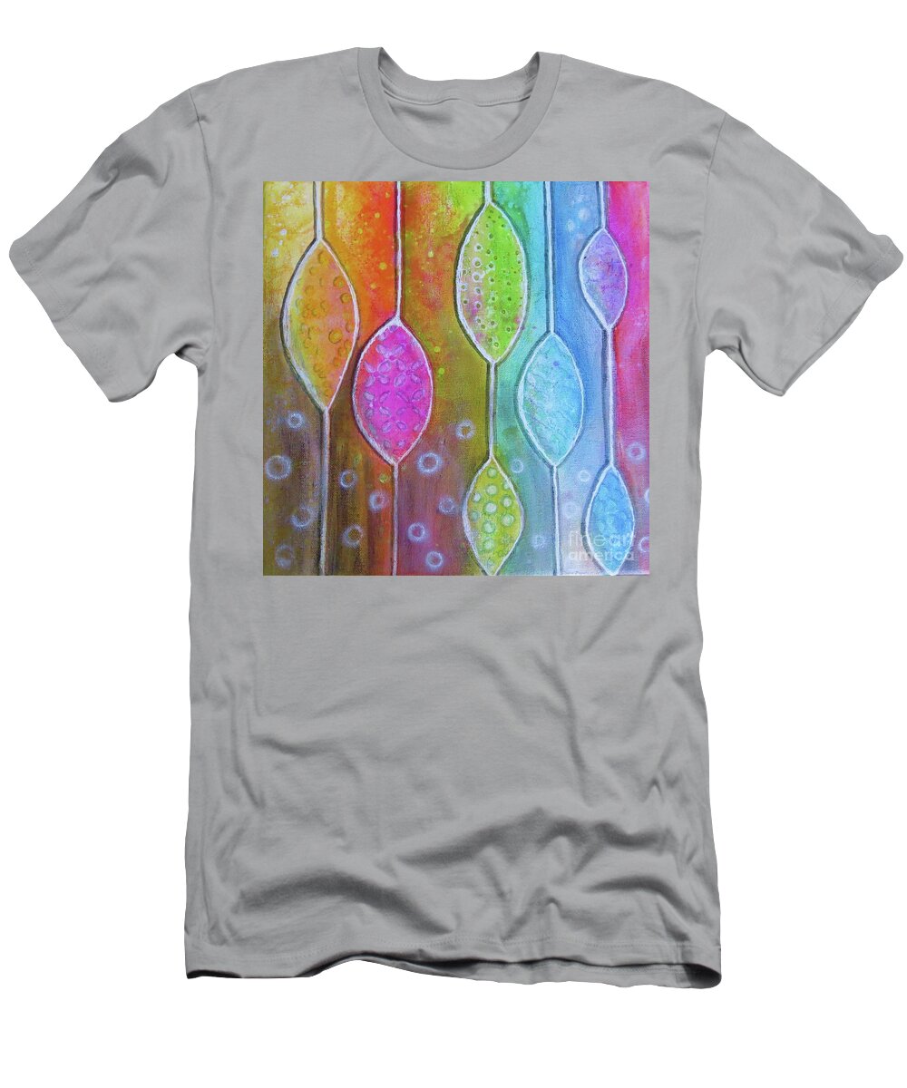 Graphic T-Shirt featuring the painting Graphic Happiness by Desiree Paquette