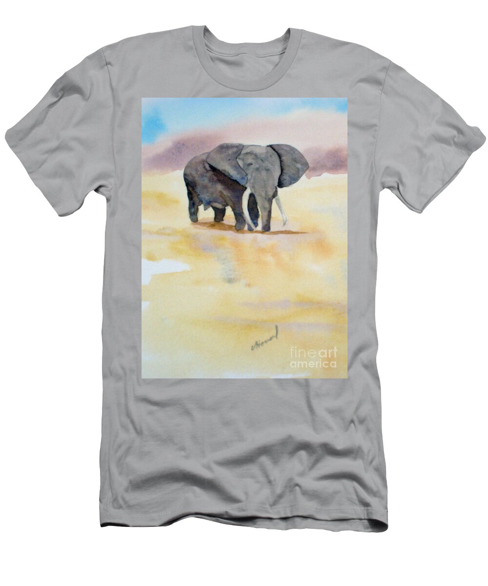 Elephant T-Shirt featuring the painting Great African Elephant by Vicki Housel