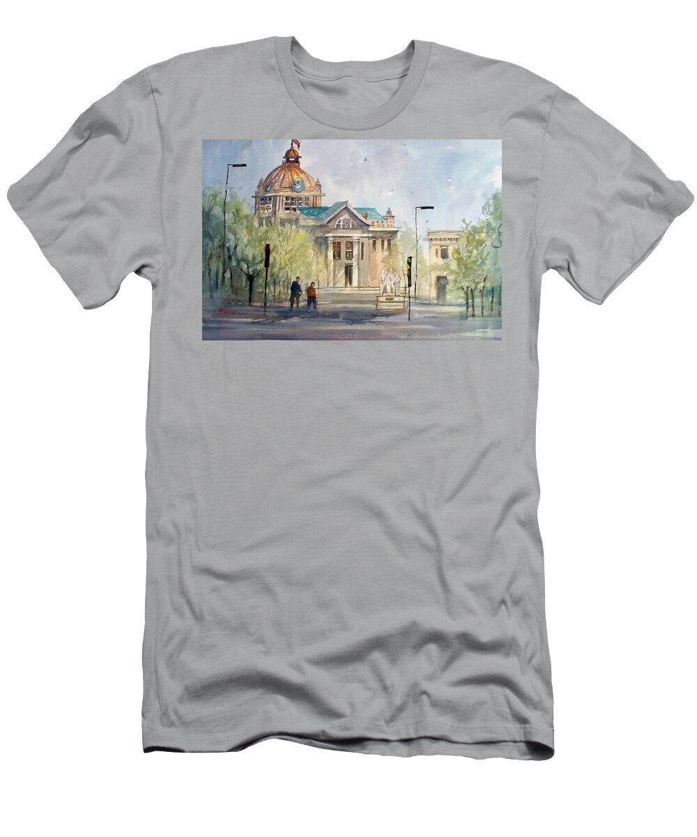 Watercolor T-Shirt featuring the painting Green Bay Courthouse by Ryan Radke
