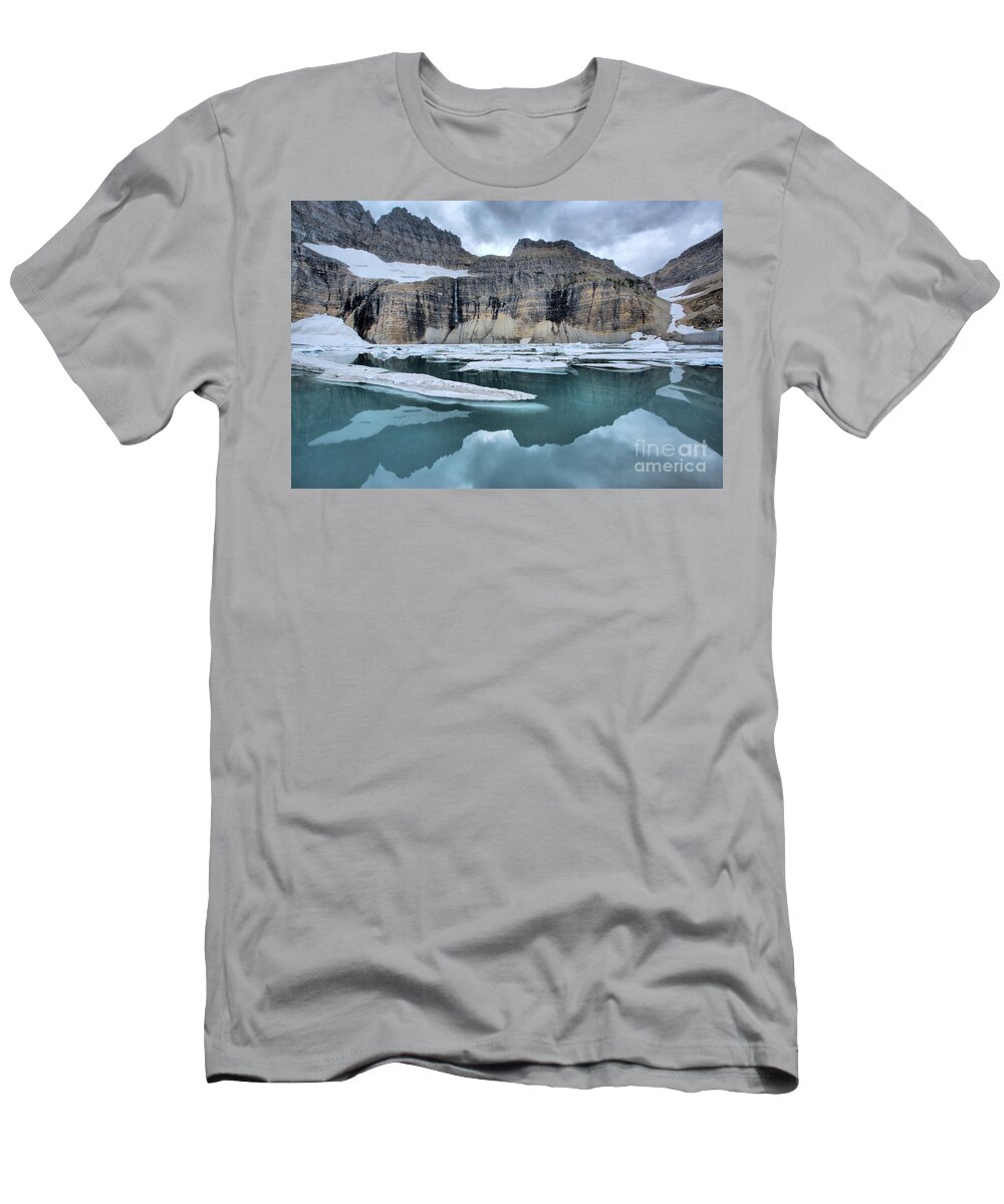 Grinnell Glacier T-Shirt featuring the photograph Grinnell Glacier Cirque Reflections by Adam Jewell