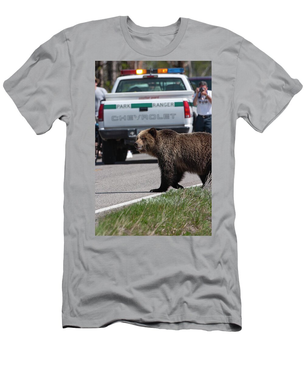 Grizzly T-Shirt featuring the photograph Grizzly in Yellowstone by Mark Miller