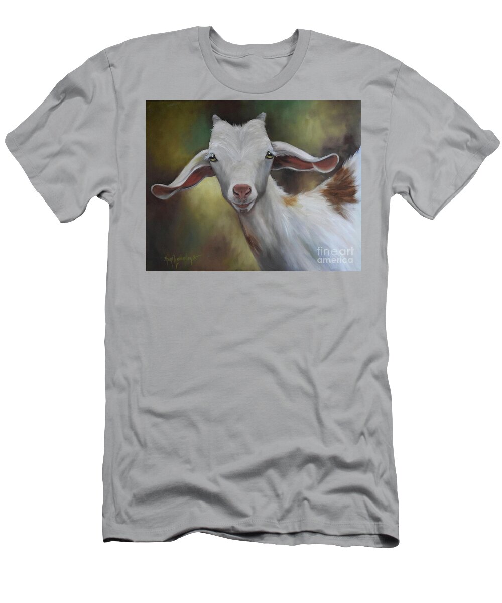 Goat Painting T-Shirt featuring the painting Groady The Goat by Cheri Wollenberg
