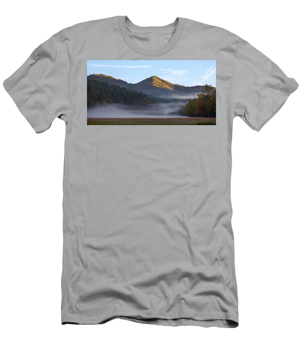 Mountains T-Shirt featuring the photograph Ground Fog in Cataloochee Valley - October 12 2016 by D K Wall