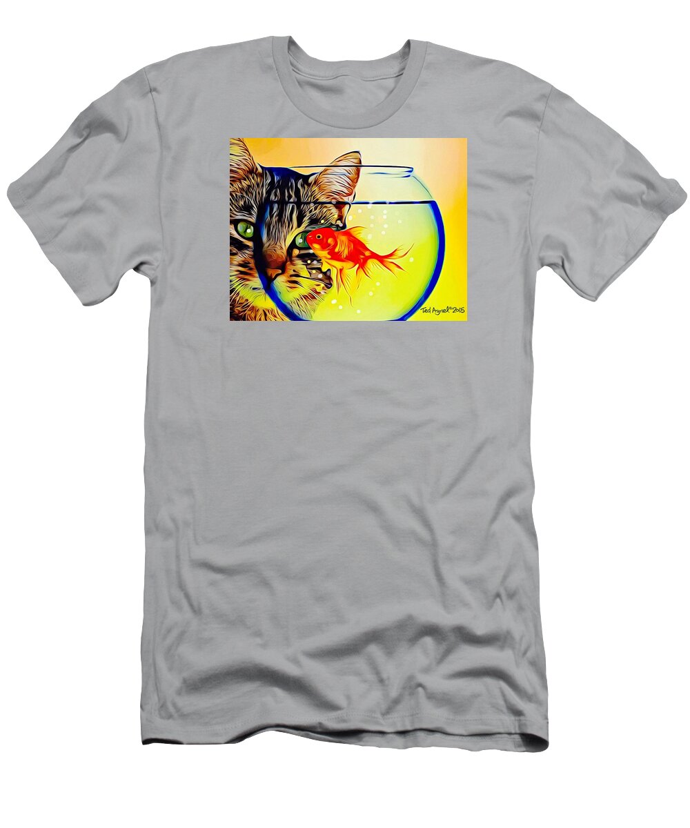 Art T-Shirt featuring the painting Guess Who's Coming To Dinner? by Ted Azriel