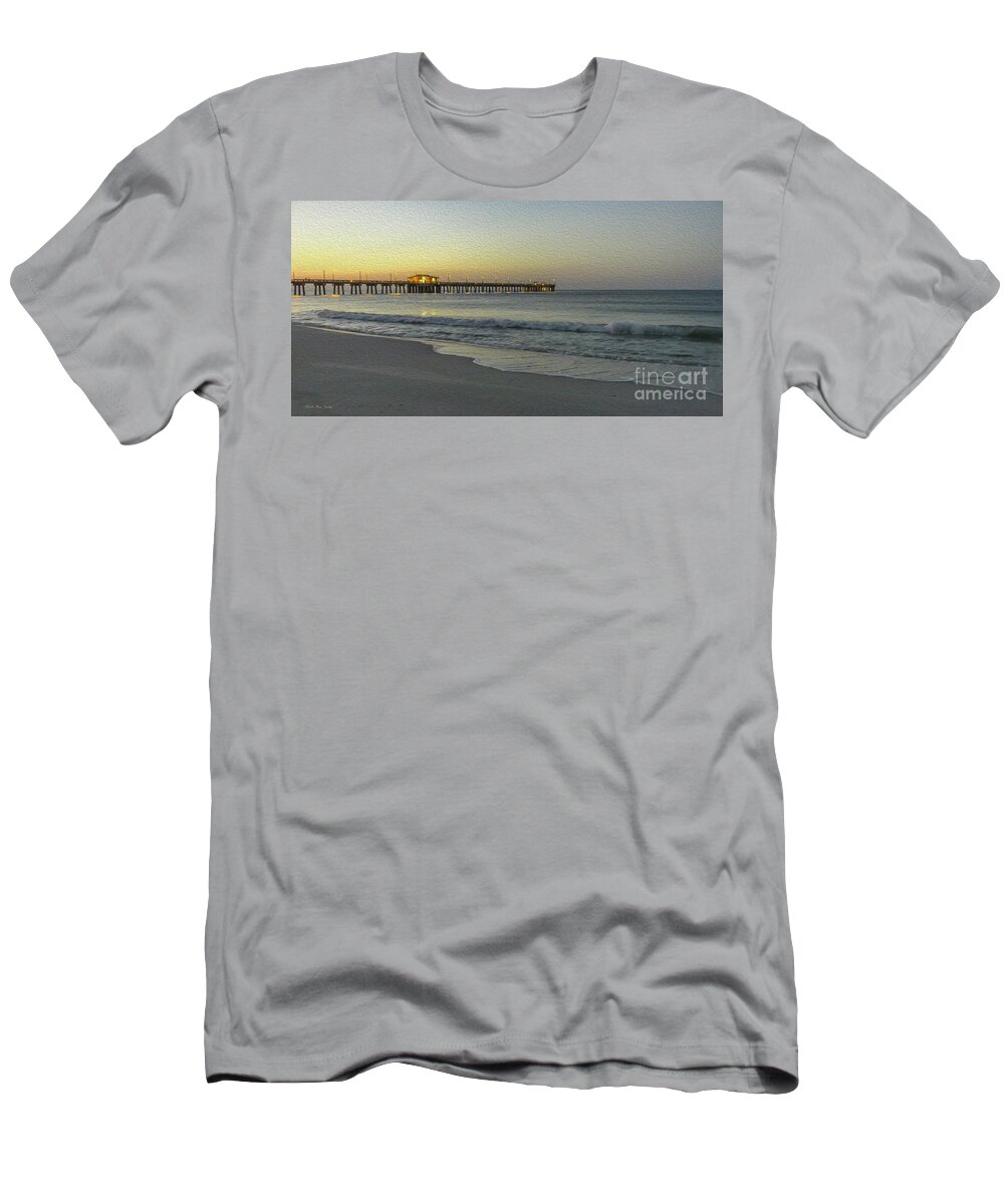Alabama T-Shirt featuring the painting Gulf Shores Alabama Fishing Pier Digital Painting A82518 by Mas Art Studio