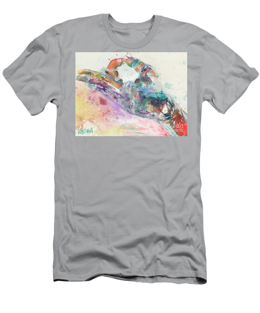 Hand Art T-Shirt featuring the painting Gyan by Kasha Ritter