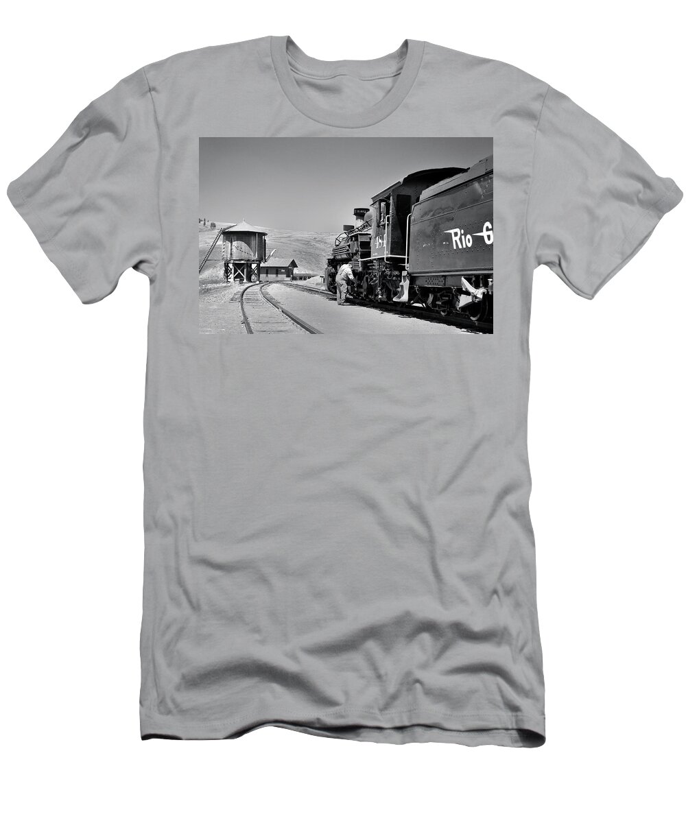 Trains T-Shirt featuring the photograph Half Way by Ron Cline