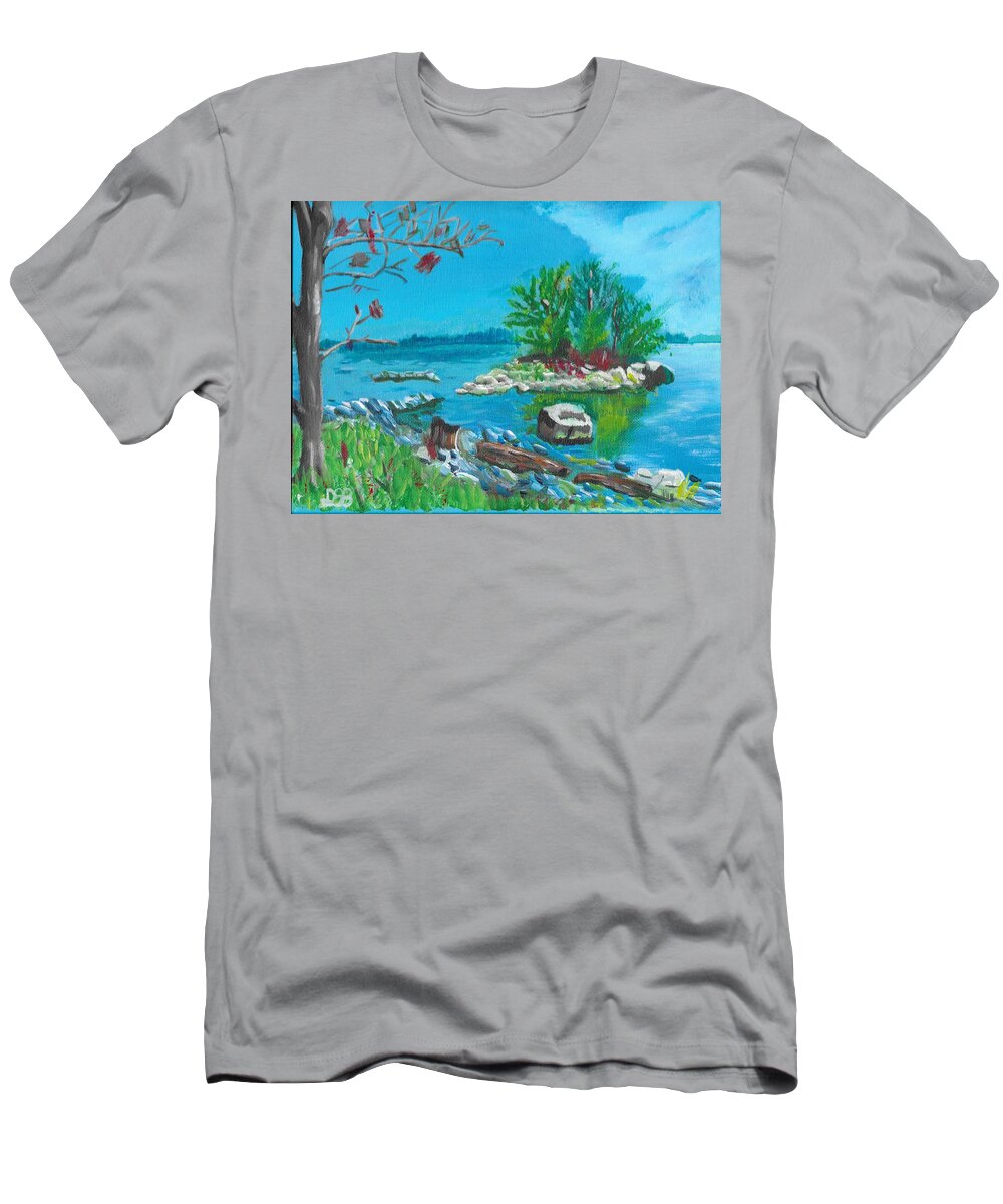 Landscape T-Shirt featuring the painting Hamilton inner bay by David Bigelow