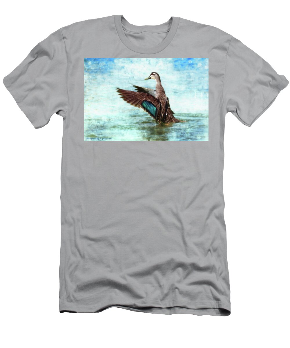 Duck Photography T-Shirt featuring the digital art Happy duck 06 by Kevin Chippindall