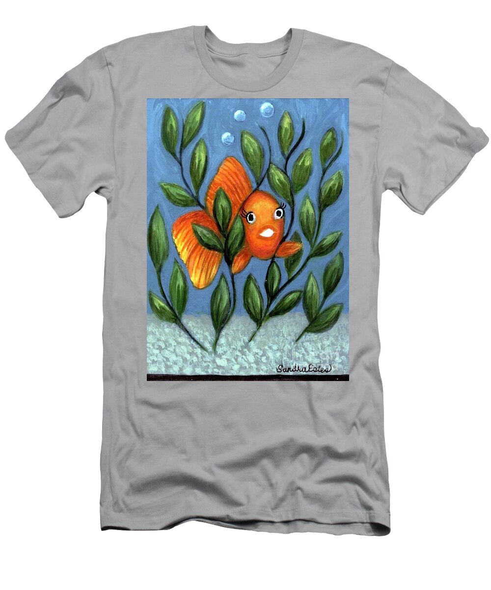 Goldfish T-Shirt featuring the painting Happy Goldfish by Sandra Estes
