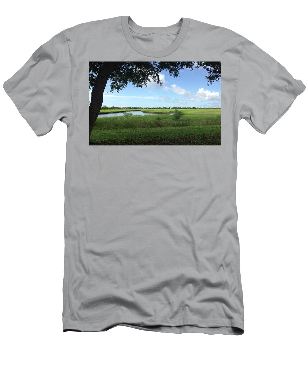  T-Shirt featuring the photograph Harbor Island blue Sky by Phil Mancuso