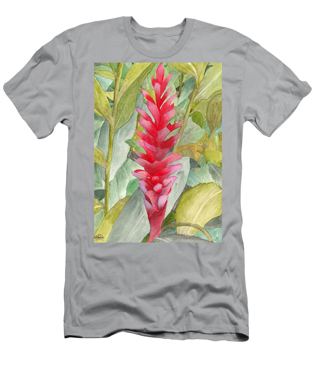 Floral T-Shirt featuring the painting Hawaiian Beauty by Ken Powers