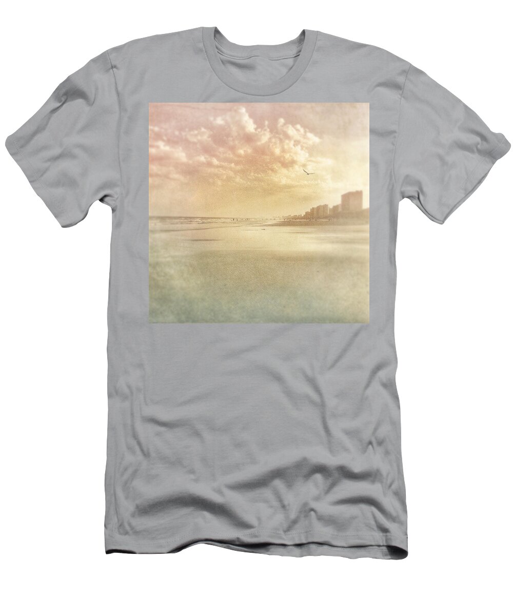 Photography T-Shirt featuring the photograph Hazy Day at the Beach by Melissa D Johnston