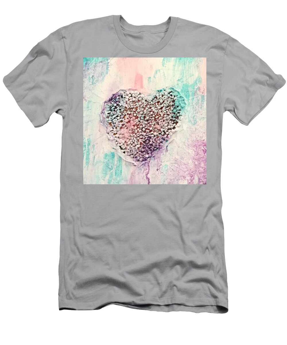 Heart T-Shirt featuring the painting Healing Heart-2 by Monika Shepherdson
