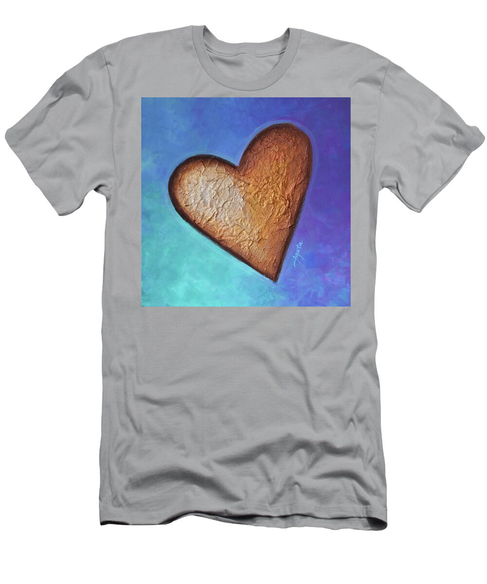 Heart T-Shirt featuring the painting Heart by Agata Lindquist