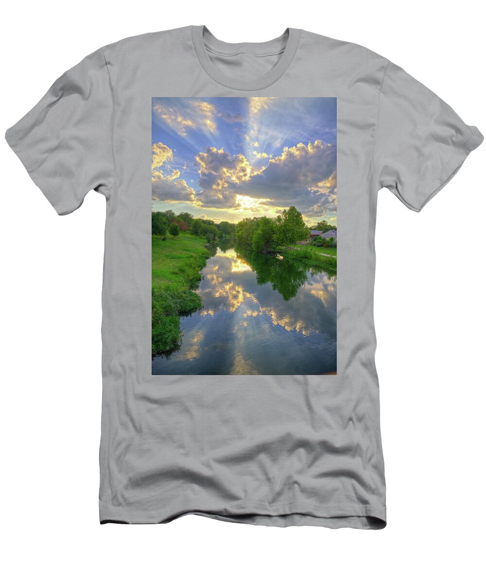 Cibolo Creek T-Shirt featuring the photograph Heavenly Reflections on Cibolo Creek by Lynn Bauer