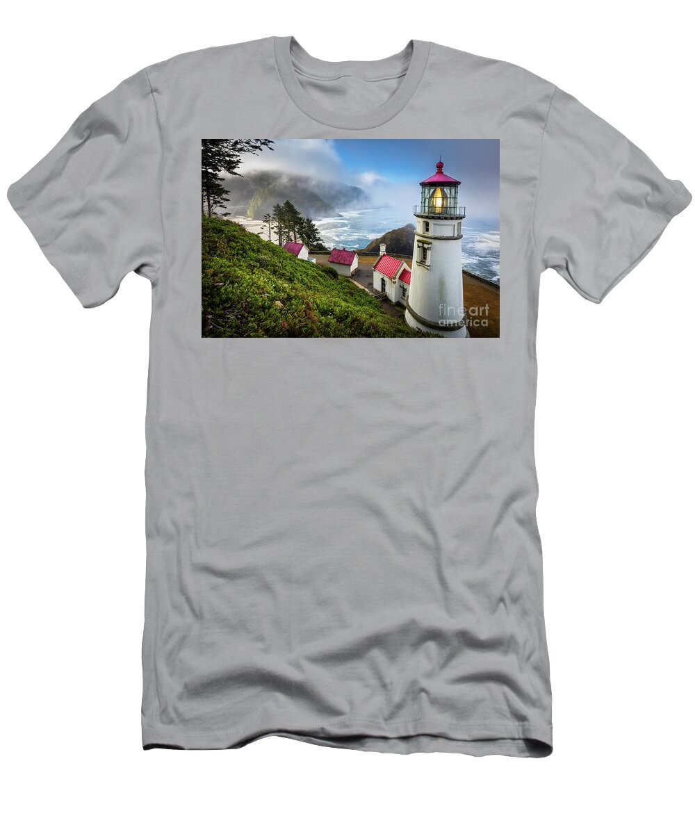 America T-Shirt featuring the photograph Heceta Fog by Inge Johnsson