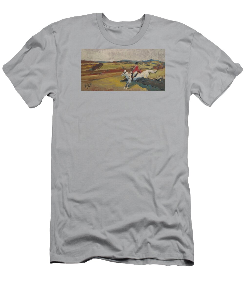 Hedge T-Shirt featuring the painting Hedge Hopping Britain by Nop Briex