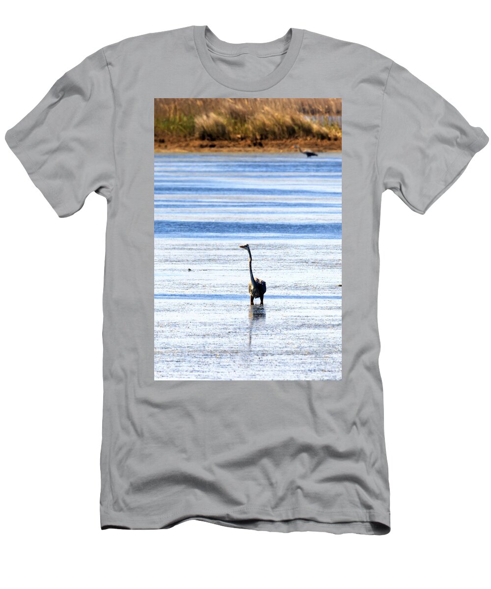 Heron T-Shirt featuring the photograph Heron in the Water by Travis Rogers