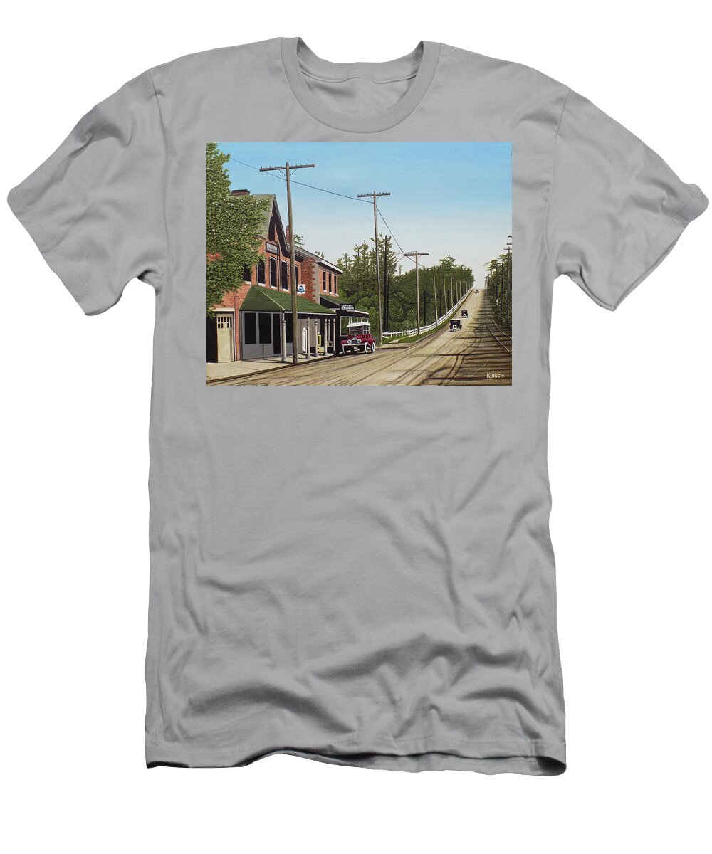 Streetscapes T-Shirt featuring the painting Hoggs Hollow Toronto 1920 by Kenneth M Kirsch