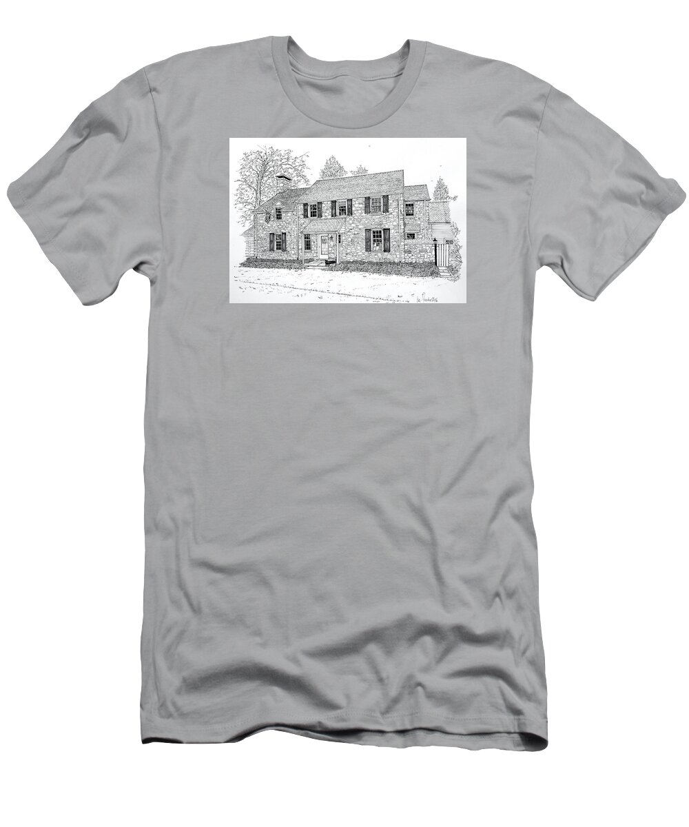 Pennsylvania Architecture T-Shirt featuring the drawing Homes Of The Main Line by Ira Shander