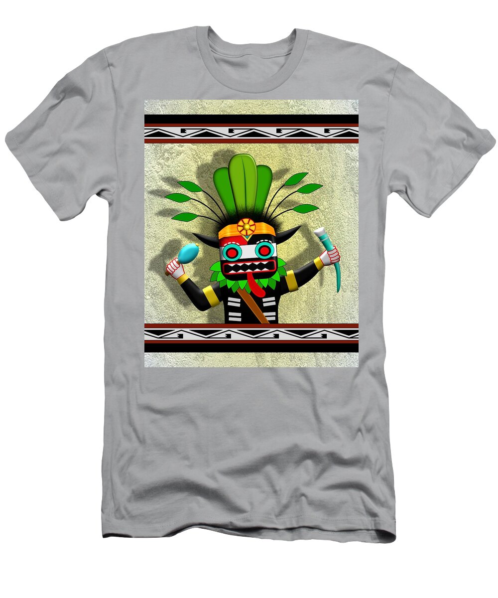 Hopi Indian Art T-Shirt featuring the digital art Hopi Harvest Kachina by John Wills