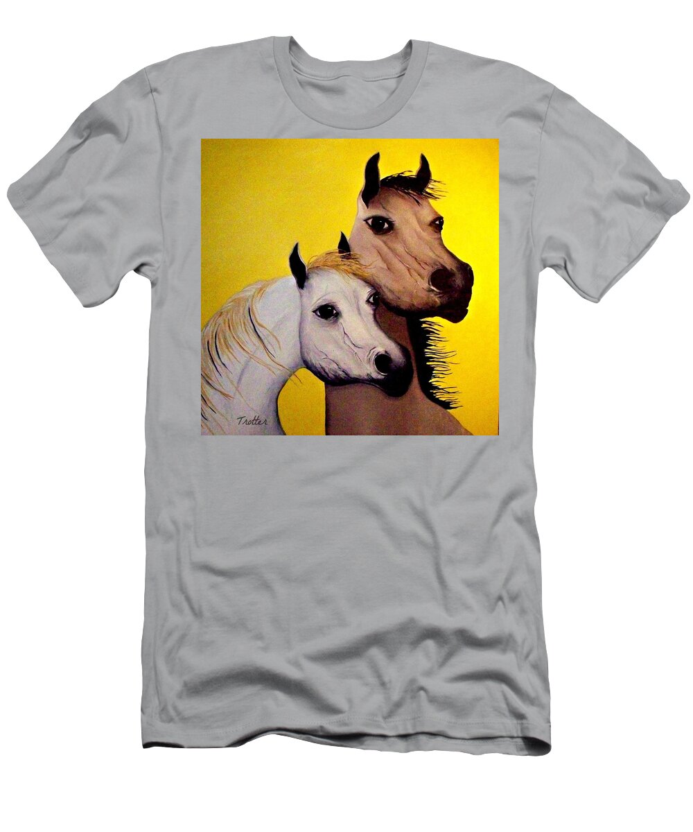  T-Shirt featuring the painting Horse Lovers the Golden Age by Patrick Trotter