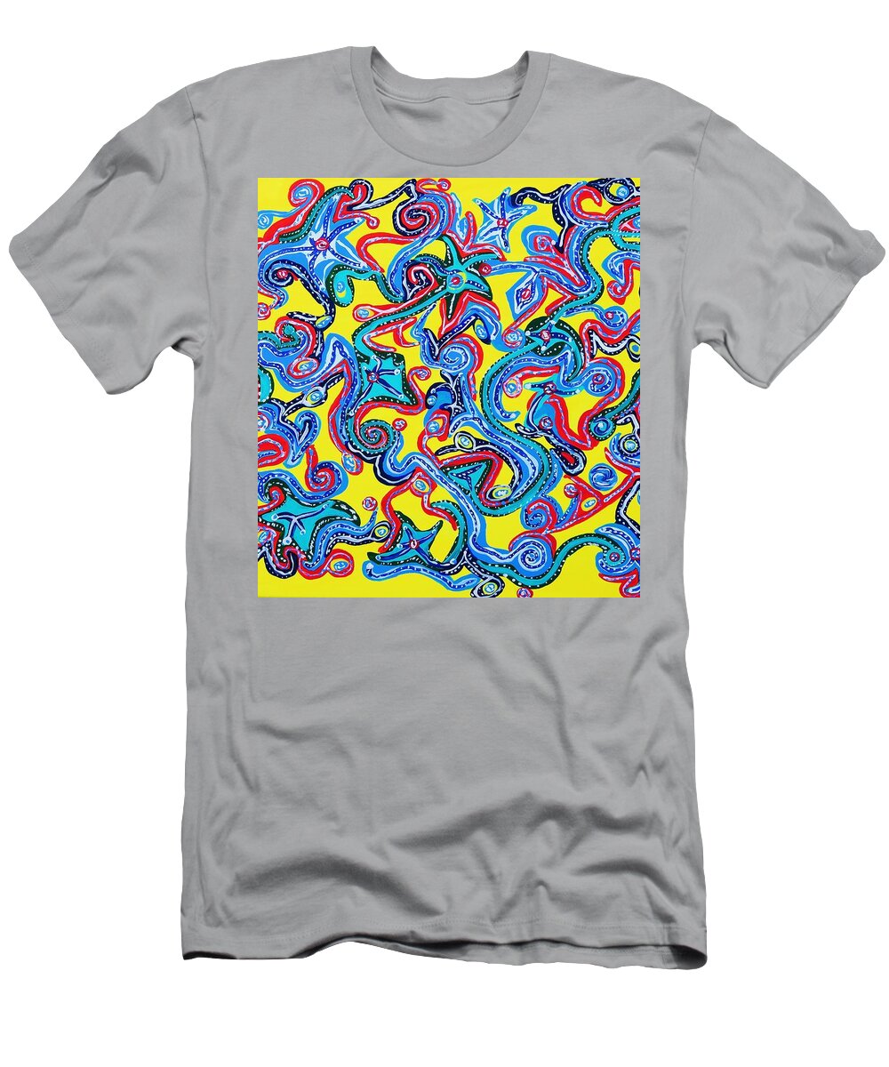 Abstract T-Shirt featuring the painting Human spirit by Gina Nicolae Johnson