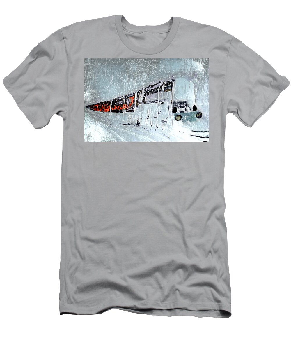 Train T-Shirt featuring the mixed media Ice Queen Express by Pennie McCracken