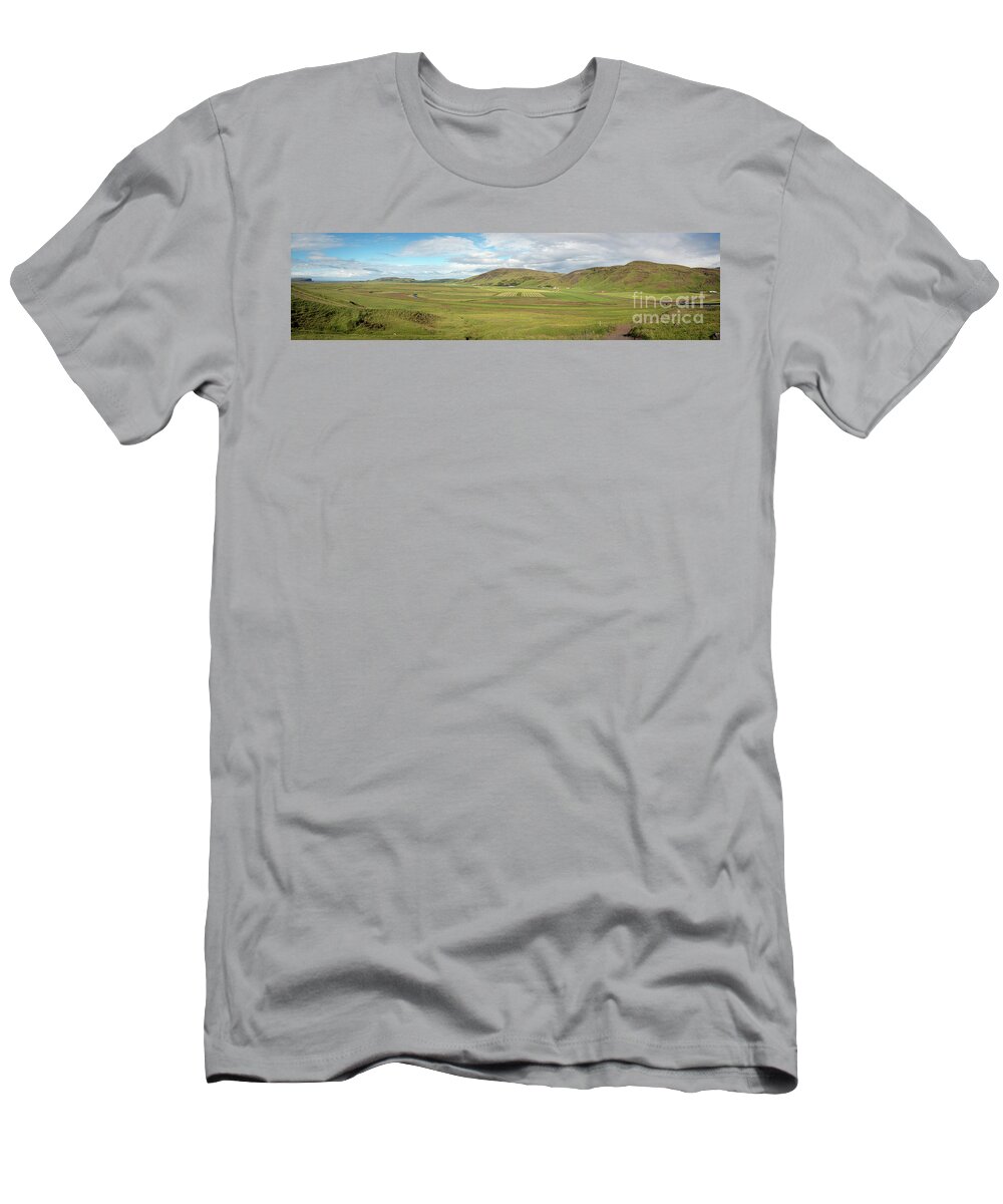Farmland T-Shirt featuring the photograph Iceland Farmland Panorama by Michael Ver Sprill