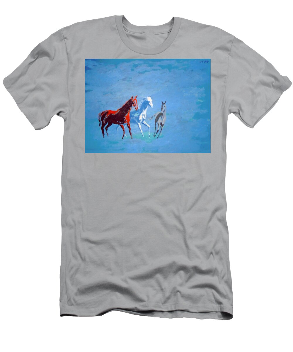 Horses T-Shirt featuring the painting Il futuro ci viene incontro by Enrico Garff