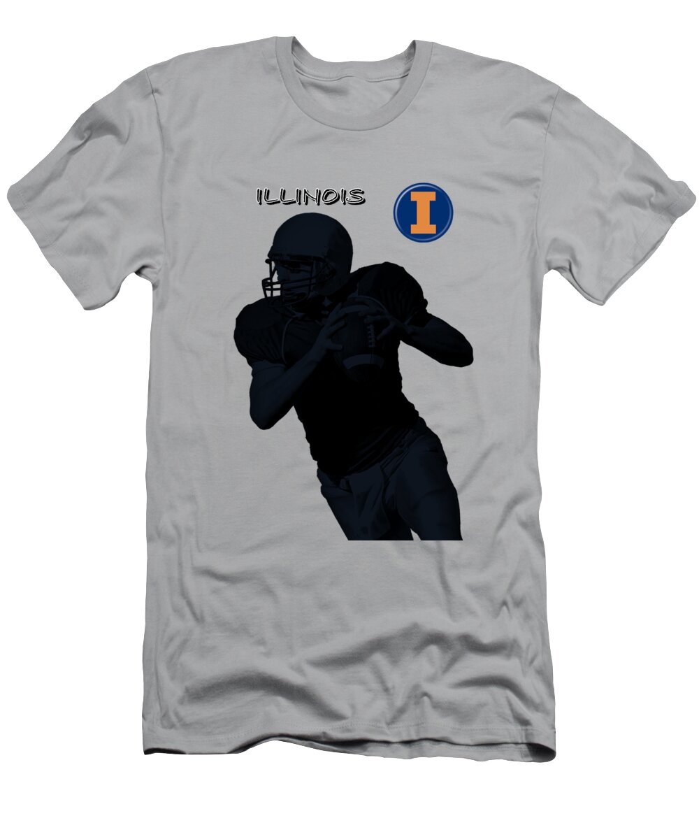 Football T-Shirt featuring the digital art Illinois Football by David Dehner