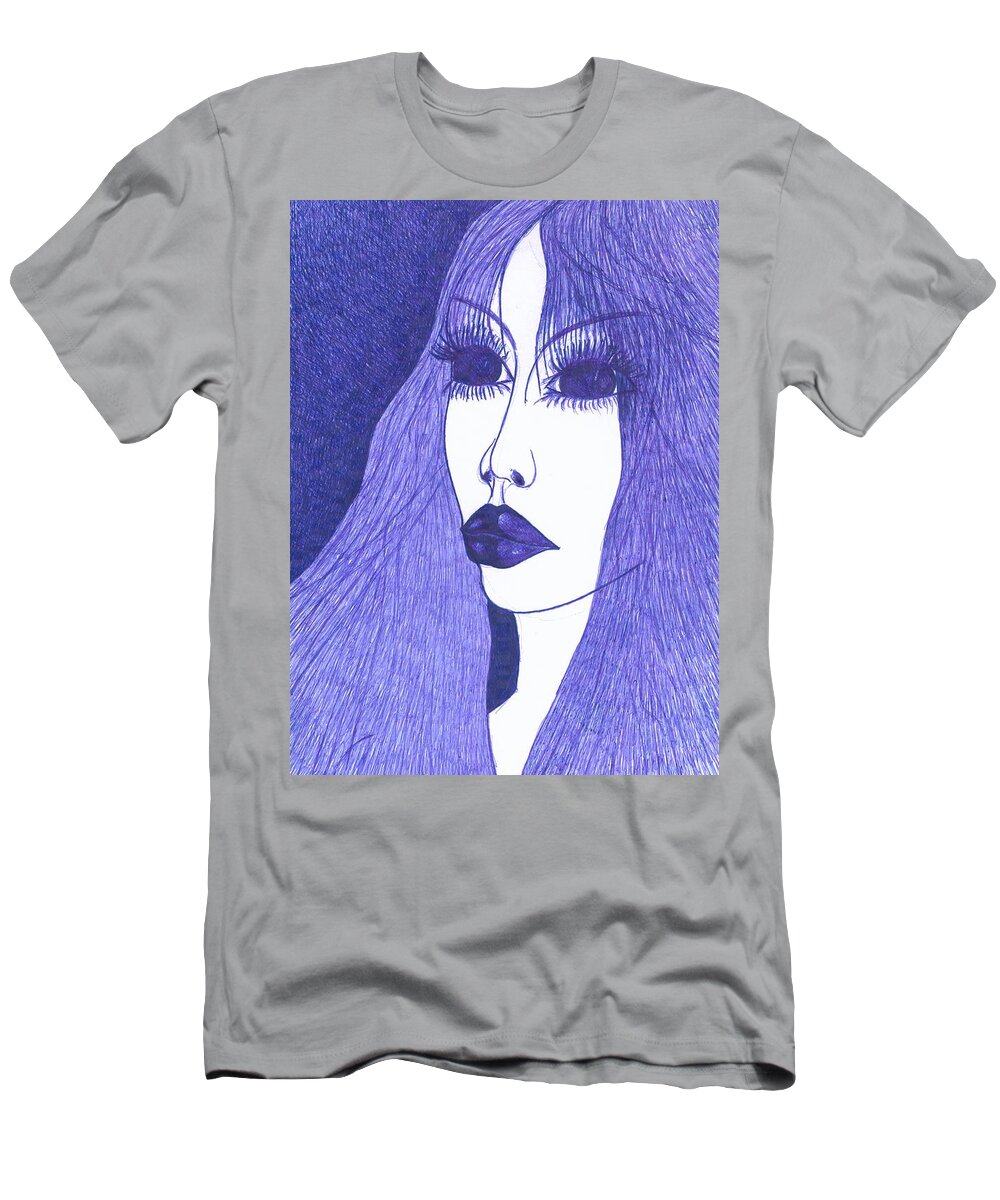 Psychedelic T-Shirt featuring the drawing In Blue Colour by Wojtek Kowalski