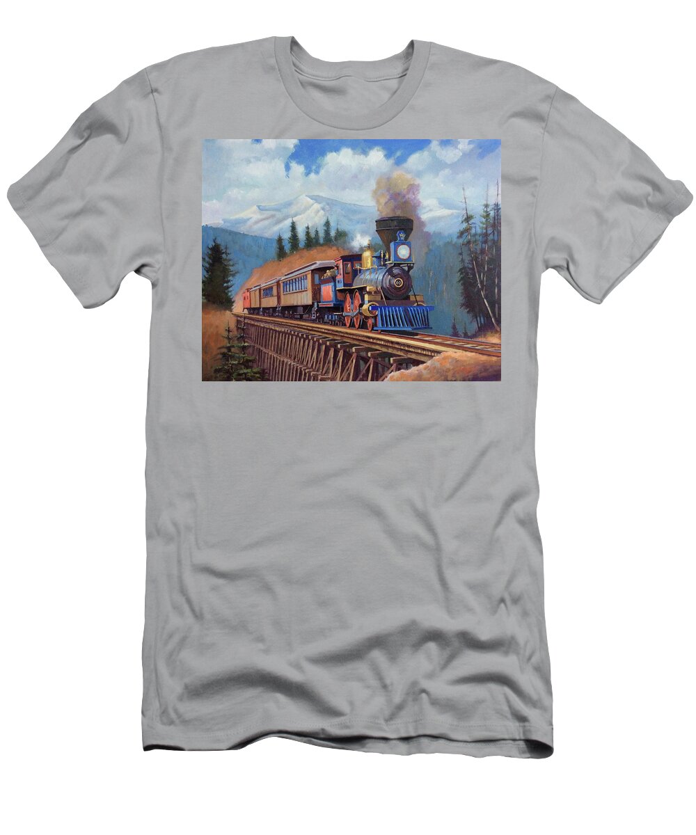 Steam T-Shirt featuring the painting In the Rockies by Mike Jeffries